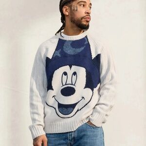 EUC Disney x OVO Sorcerer Mickey Knit Sweater Heather Grey Size Small LIMITED ED